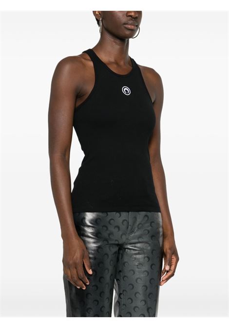 moon logo ribbed jersey tank top woman black MARINE SERRE | WTT014ACJER0011BK99